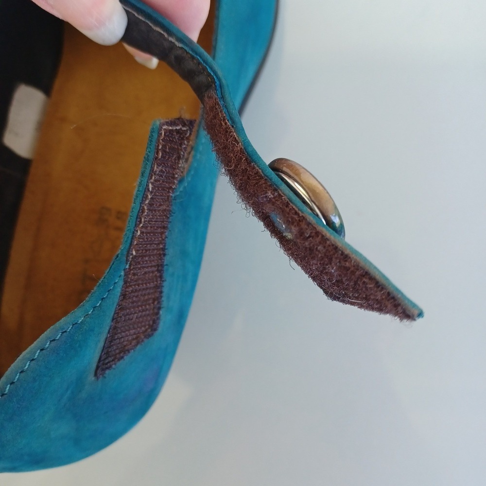 Naot Teal Blue Leather ⁰Pumps Metallic Bronze Cap Toe Size 39 L8 299406 - Picture 5 of 10